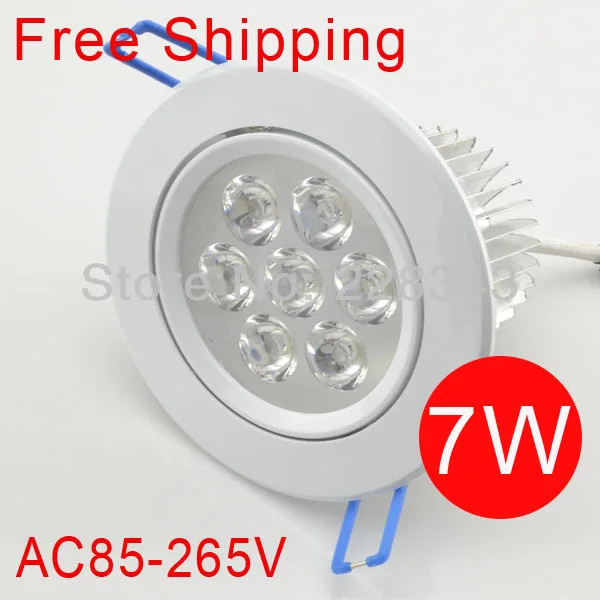 100 개/몫  7W led 천장 조명, 흰색 셸, CCC 및 CE 및 ROHS,AC85-265V 따뜻한 흰색/멋진 흰색 천장 램프