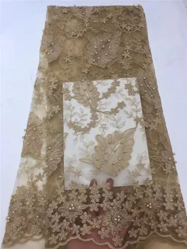 

Excellent lady dress material African mesh cloth French net lace fabric with beads HNZ178(5yards/lot)multi color
