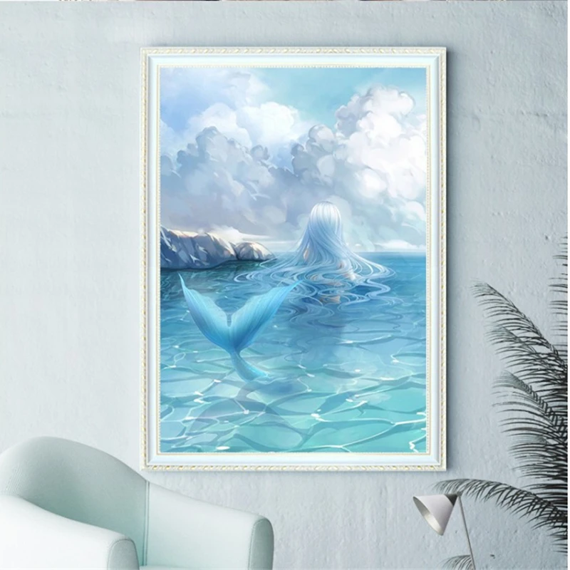 New Diamond Embroidery Full Package Sale Beautiful Back Of Mermaid Cartoon 5D Diy Diamond Painting Mosaic Crystal Cross Stitch  