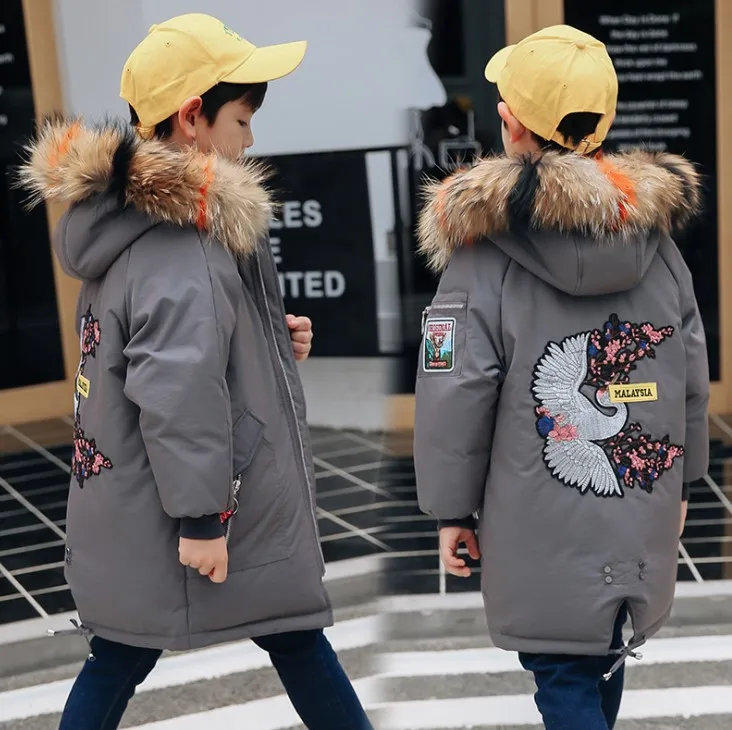 

Boys' Down Jacket Long 2018 New Korean Thicken Children's Wear Tide Baby White Duck Down Winter Jacke