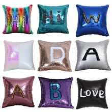 Magic Pillowcase Sequins Throw Pillow Mermaid 40 40cm Cushion Cover Decorative Reversible Sequin Pillowcover for Sofa