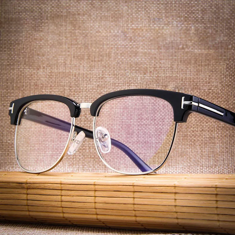 Брендовая дизайнерская прозрачная оправа для очков, винтажная полуоправа, овальные прозрачные линзы, оправа для очков, мужские компьютерные очки для близорукости