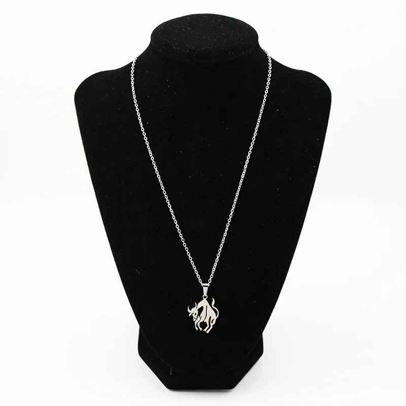 12 Constellation Pendant Necklaces Stainless Steel Zodiac Sign Virgo Libra Scorpio Necklace For Women Men Choker Collar Jewelry