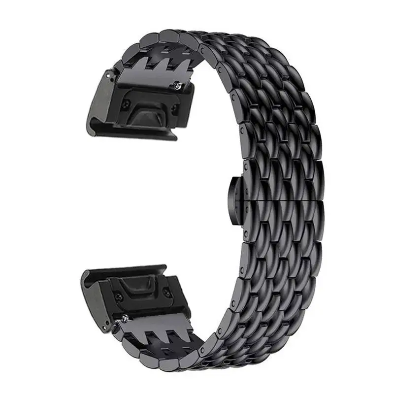 YOOSIDE Squama дизайнерский металлический браслет из нержавеющей стали 20 мм ремешок для часов Quick Fit для Garmin Fenix 5S/5S Plus - Цвет: Черный