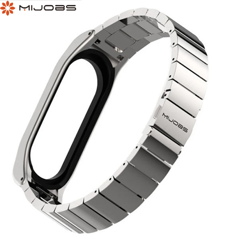 

Mijobs Metal Wrist Strap For Xiaomi Miband 3 Smart Wristband Replaceable Smart Watch SmartBand For Xiaomi Mi Band 3 Strap