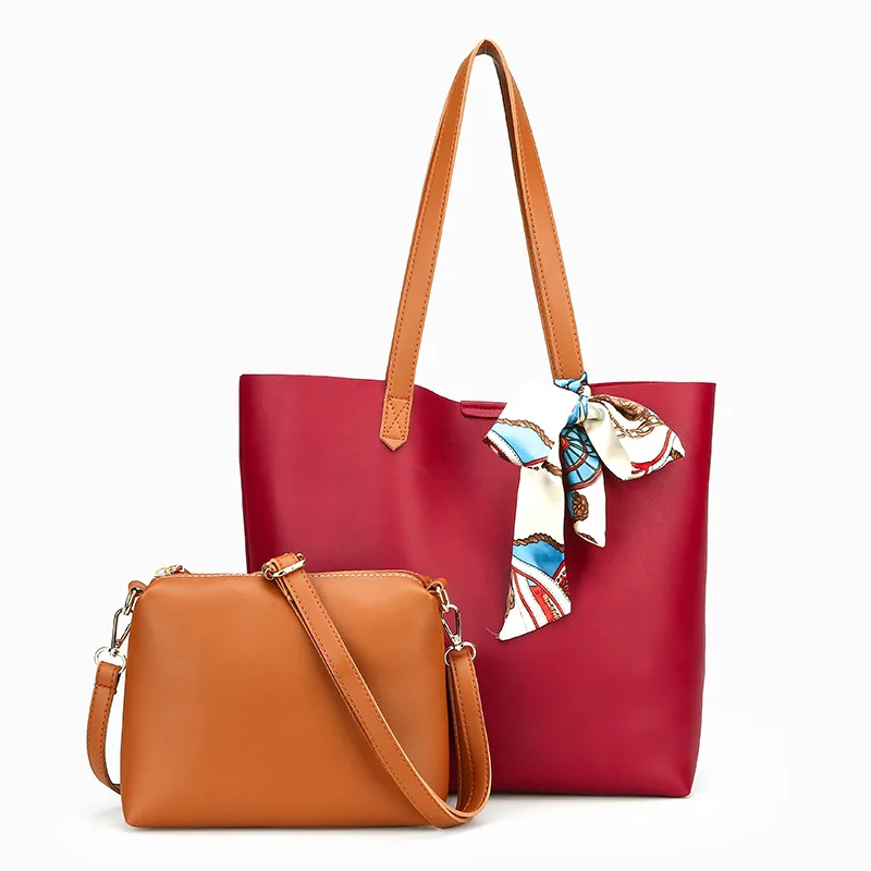 

2018 New Comes Large Capacity Women Big Casual Bags Set Set Ribbons Handbag Fashion Shoulder Bag Purse PU Leather Crossbody Bag