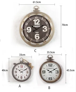 

New Industrial Style Wall Clock Living Room Bar Cafe Personality Loft Industrial Wind Large Wrought Iron Decorative Retro Clock