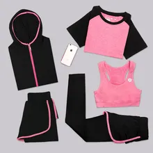 JINXIUSHIRT 5 шт. Женщины Йога Бег Спортивный комплект фитнес с длинным рукавом Костюм Женский Открытый Quick Dry спортивная одежда куртка+ брюки