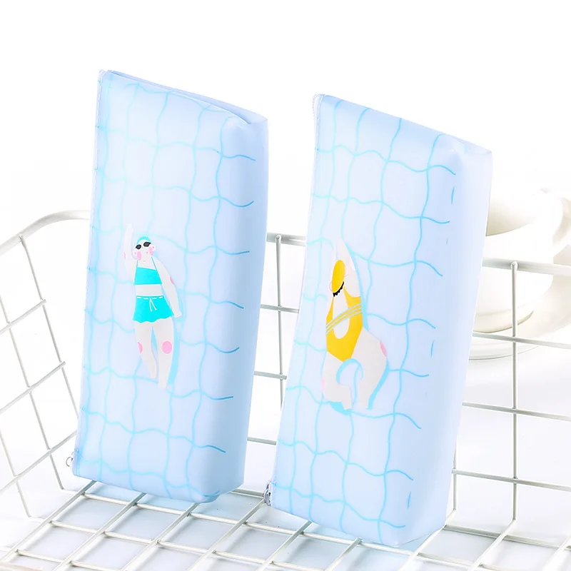 1pcs Simple Creative Student Silicone Pencil Bag Pool Party Series