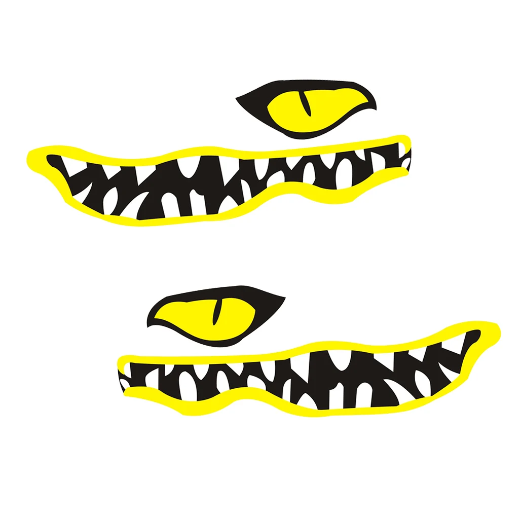 New Vinyl Decal 1 Pair River Monster Mouth & Eye Decal Stickers for Kayak Canoe Boat Car Truck Yaht Dinghy Window Decoration