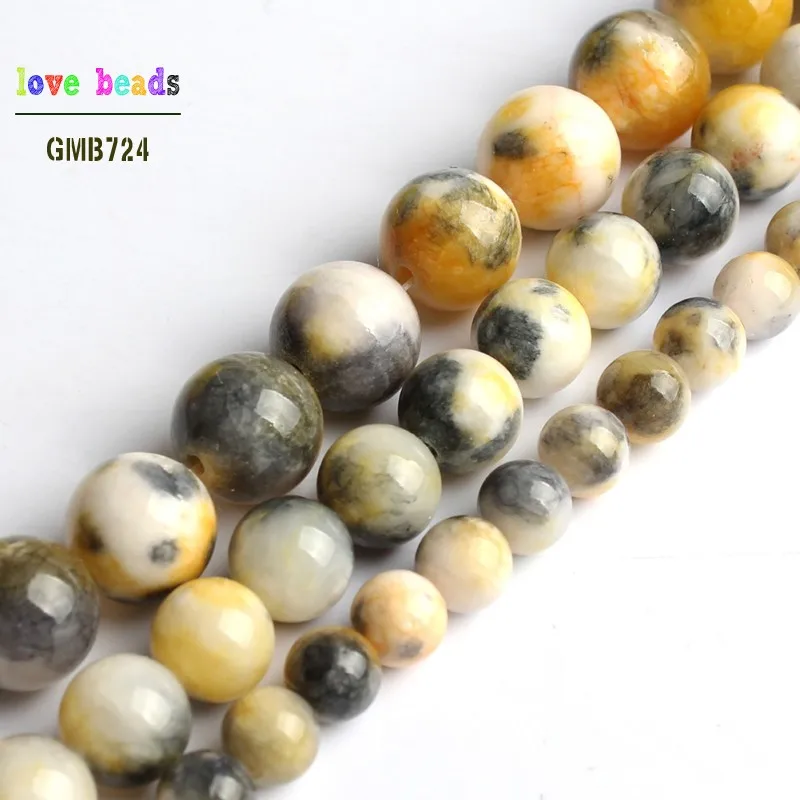 

Colorful Gray Yellow White Cloud Jadee Round Loose Stone Beads for Jewelry Making 15'' Strand DIY Bracelet 6mm 8mm 10mm 12mm