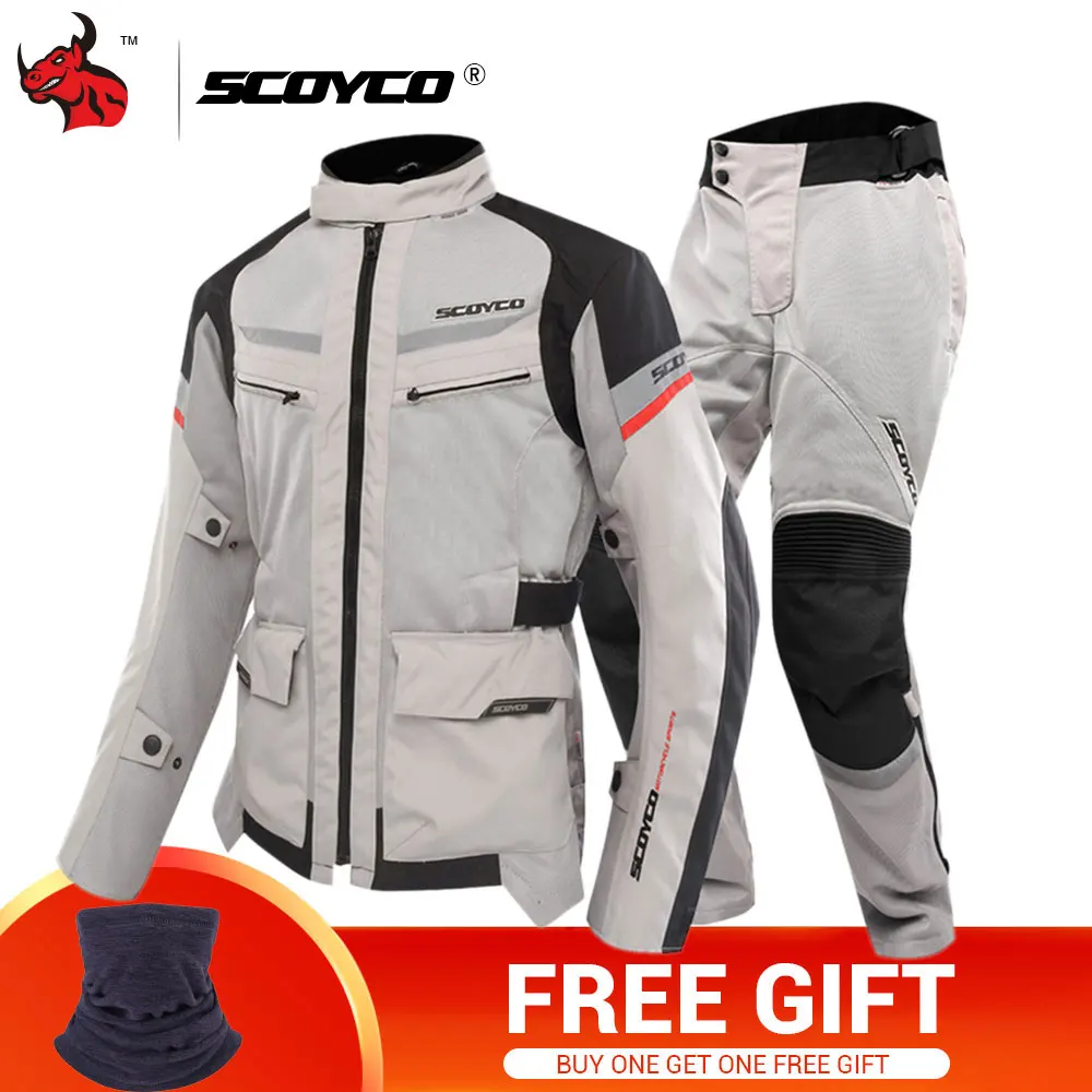 

SCOYCO Motorcycle Jacket Breathable Mesh Moto Jacket Motocross Protective Gear Motorcycle Clothing Men Gray Motorcycle Suit