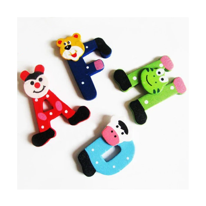 

HIINST toys for children 26pcs Wooden Cartoon Alphabet A-Z Magnets Baby brain Educational Toy English Letters Fridge Magnet Toy