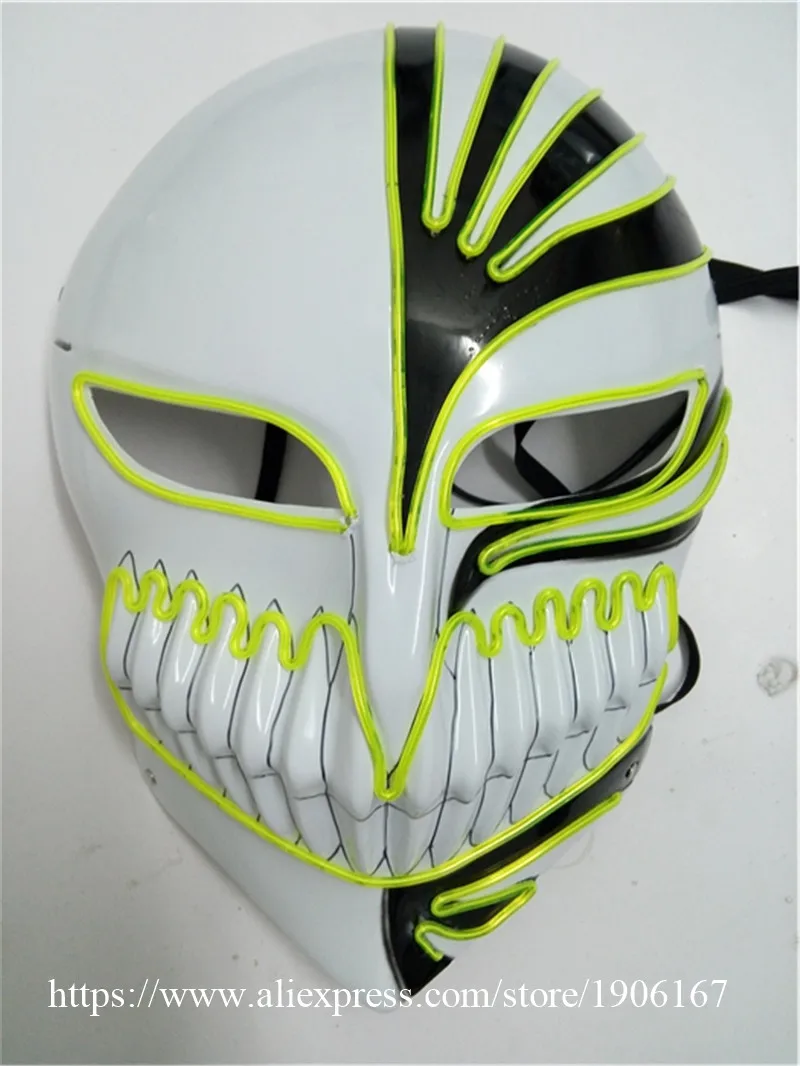 Halloween ghost Slit mouth light up glowing EL wire Cute mask Fashion Cosplay mask Costume mask for party By 3V Steady On Driver07