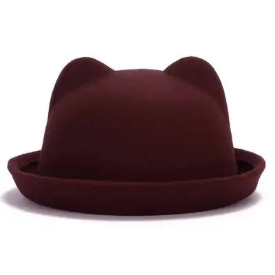 Bingyuanhaoxuan осень Для женщин шляпа Федора Кепки chapeau Femme Classic Имитация шерсти Кепки Для женщин Шапки сплошной черный женский шляпа-котелок - Цвет: red wine