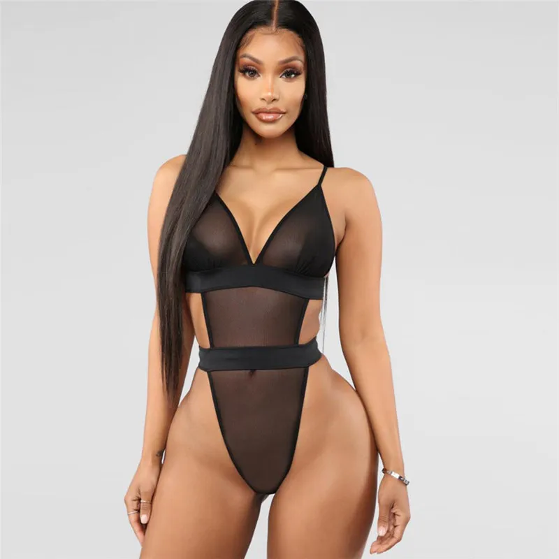 Cryptographic Solid Mesh Bodysuit Sexy Backless Deep V-Neck Straps Women Tops Jumpsuit One Piece Bodysuits Transparent Body Slim Cryptographic Solid Mesh Bodysuit Sexy Backless Deep V-Neck Straps Women Tops Jumpsuit One Piece Bodysuits Transparent Body Slim