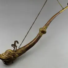 Изысканный Тибетский коллекционный украшающий старый ручной работы медный резной инструмент дракона Тромбон