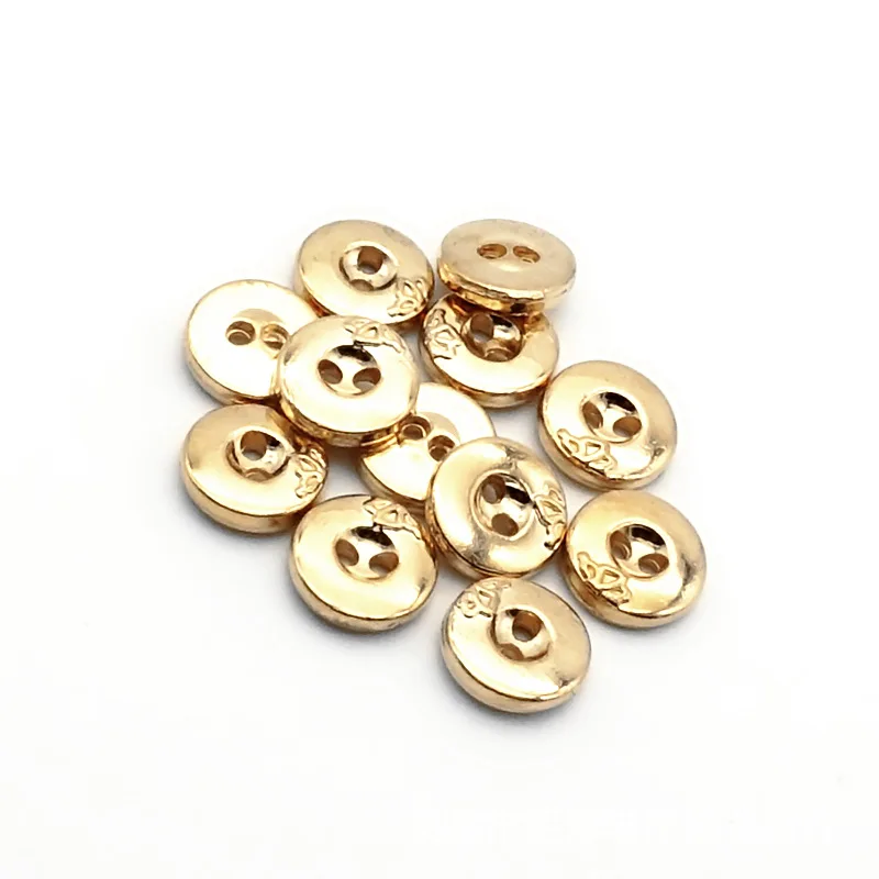 100 Pcs 9 Mm 2 holes Flat Back Buttons Multi usage Round Metal Buttons for Women Men Cloth