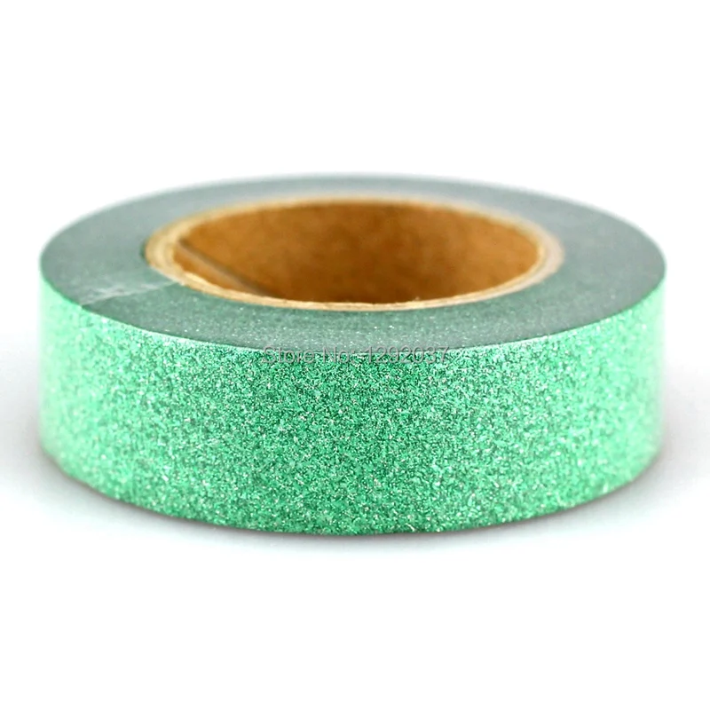 1PCS 15mm*10m Cute Green Glitter Tape Decorative Washi Tape Paper DIY