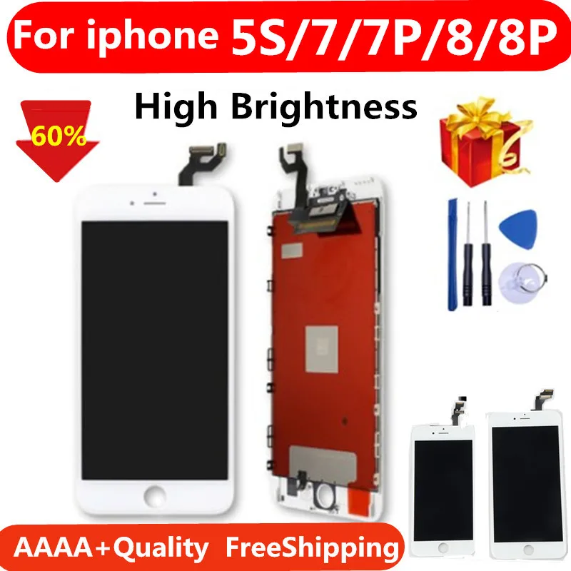 

Black/White Assembly LCD Display Digitizer for iPhone 7 AAAA Quality LCD Touch Screen for iPhone 7 plus 8 8P 5S No Dead Pixel