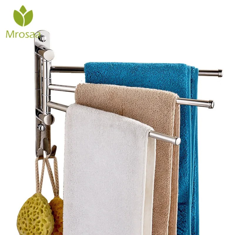 Mrosaa 4/3/2 Pole Stainless Steel Towel Rack Towel Hanging Holder with