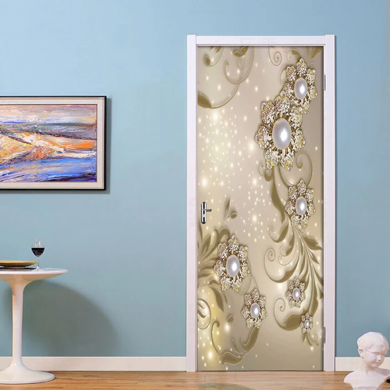 DIY 3D Европейский узор ювелирные изделия Цветы фото обои 3D двери стикер s ПВХ самоклеющиеся двери гостиной настенные наклейки