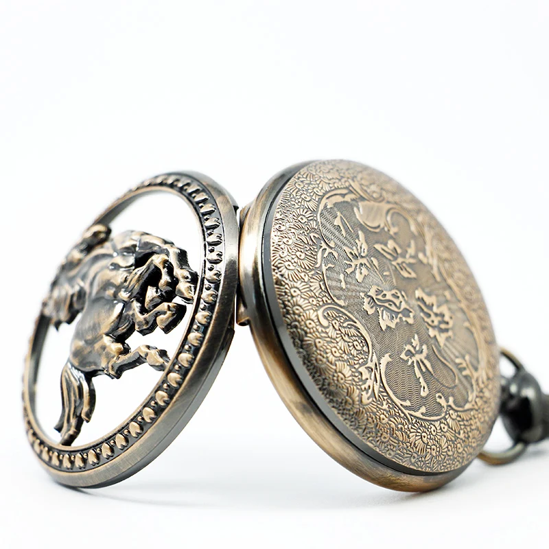 Antique-Horse-Carved-Pendant-Half-Hunter-Vintage-Copper-Steel-Hollow-Value-Quality-Pocket-Watch (4)