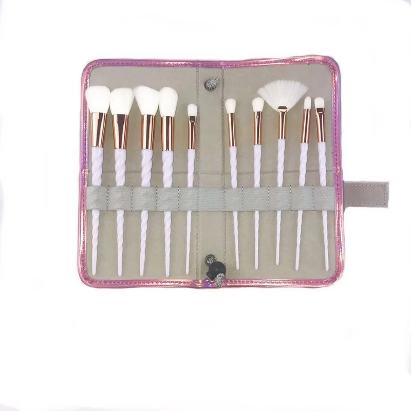 10pce Face Beauty Makeup Brushes Tool Unicorn Set Cosmetic Foundation Eyelash Eye Shadow Eyeliner Lip Brush Bag Beili Amazon Hot (17)
