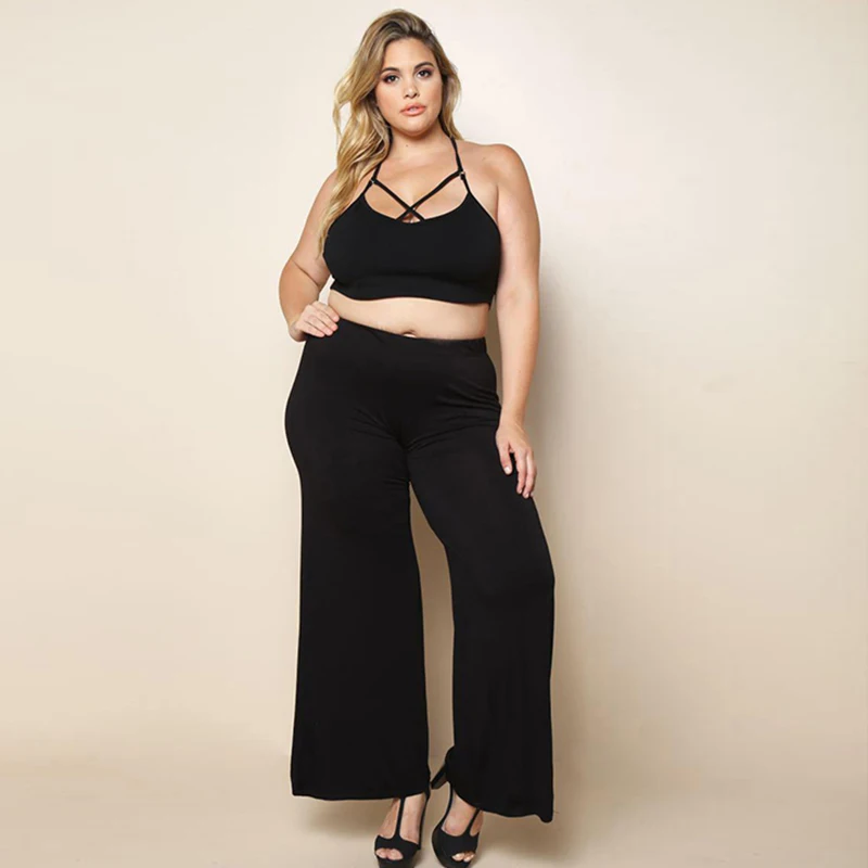 High Waist Plus Size 3XL Wide Leg Pants 2018 Spring Women Long Wide Leg