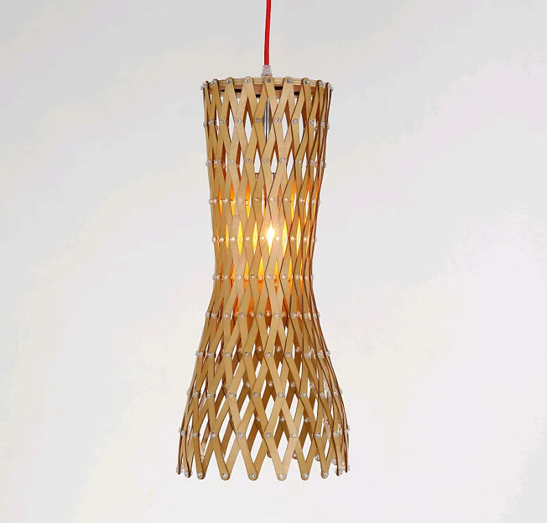 

Modern creative retro wood art Pendant Lights Handmade indoor cylindrical ply-wood chips E27 LED lamp for porch&corridor BT275