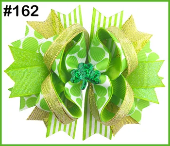 

free shipping 145pcs St Patricks Day Bow Angel St. Patrick's Day Boutique Style Hair Bow shamrock ribbon bows