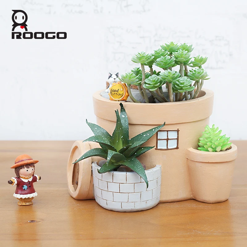 Roogo оригинальный мультяшный дом в форме животного бонсай искусственная Смола