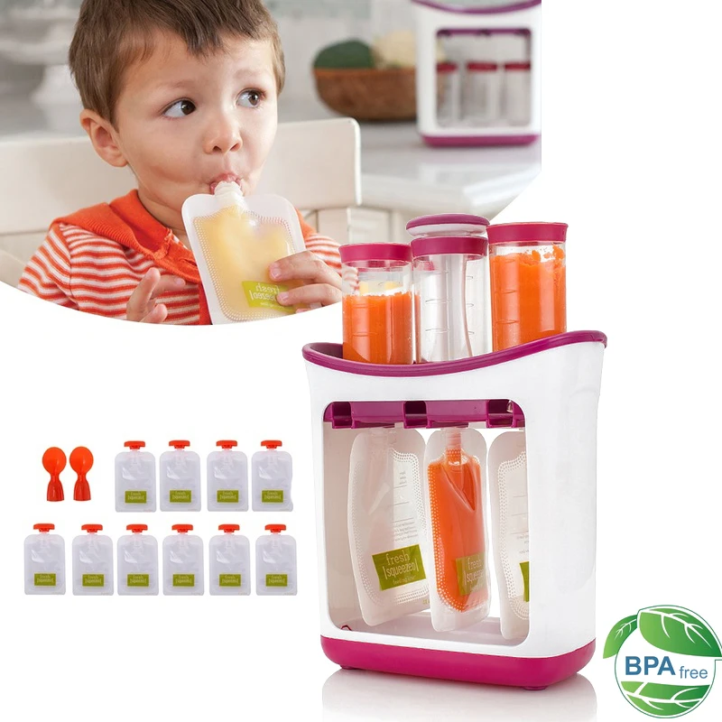 

Squeeze Food Station Baby Food Maker Storage Containers Baby Food Organization Set Fruit Puree Packing Machine Solid Food Punche