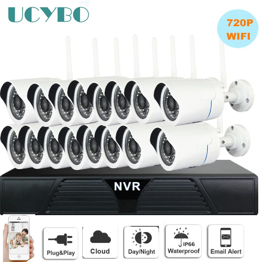 Беспроводная IP камера NVR cctv система 720P 16CH wifi наружная Водонепроницаемая