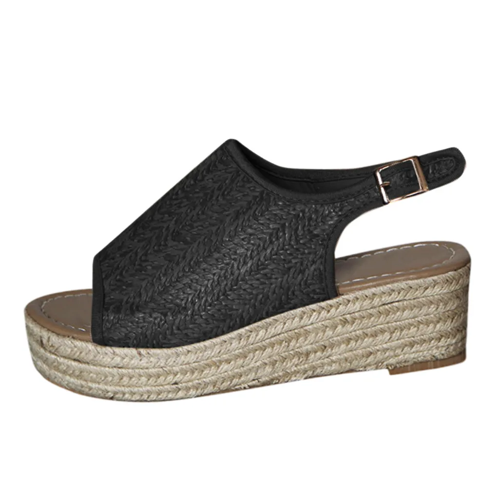 

Women's Ladies sandals thick with shallow mouth fish mouth shoes Fashion Open Toe Ankle Strap Sandals Casual Roman Shoes #89