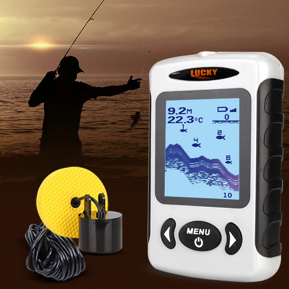 

LUCKY FF718 2.2" LCD Fish Finder Fish Detector Depth Locator 200KHz/83KHz 100M Detection Portable Dual Sonar Frequency