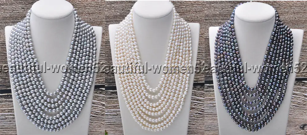 

X0011 8Strands 7mm Round Freshwater Pearl Necklace Magnet 20inch