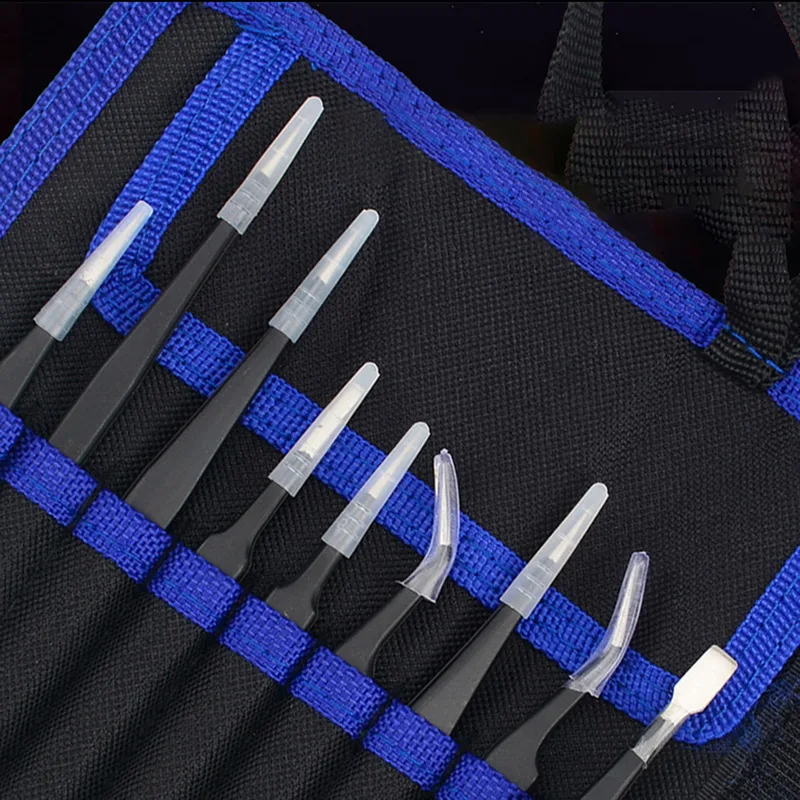 

New 9Pcs/Set ESD Anti-Static Stainless Steel Tweezers Set Maintenance Repair Tool Kit Anti Static Model Making Tool Tip Tweezers