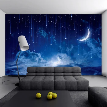 

Blue Night Sky Children's Bedroom Backdrop Wall Photo Mural Wallpaper Custom 3D Stereo Landscape Decor Papel De Parede Infantil
