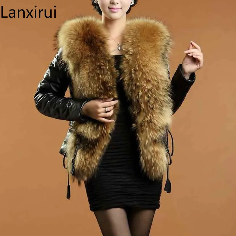 

Fur Jacket Gilet Winter Thick Warm Leather Mink Faux Fur Coat Collar Women Pelliccia Ecologica Manteaux Fausse Fourrure XXXL