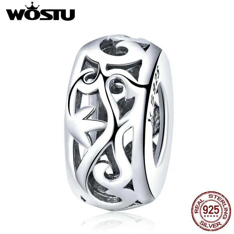 

WOSTU Top Sale Real 925 Sterling Silver Grass Pattern Spacer Charm fit Bead Bracelet S925 Silver DIY Jewelry Making Gift DXC716