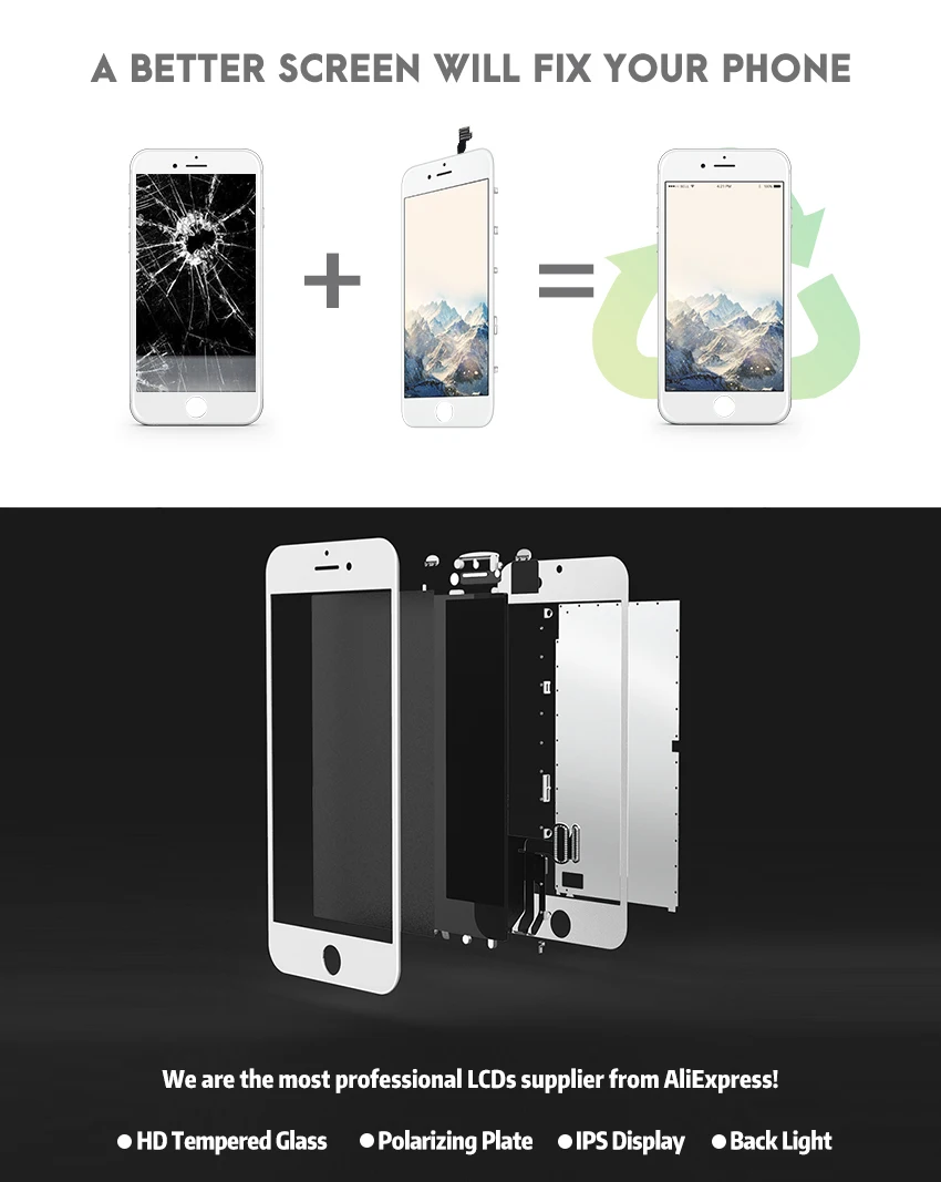 AAA+++ для iPhone 6 6S 7 8 Plus ЖК-дисплей с 3D сенсорным экраном Замена для iPhone 4 5 5C 5S 5SE дисплей без битых пикселей