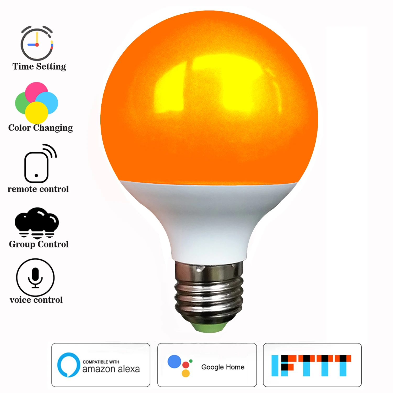 Умные лампы E27 G95 умные с Wi Fi совместимы Alexa/Google Home/IFTTT/Siri Tuya Smart(2 шт.)|Светодиодные и