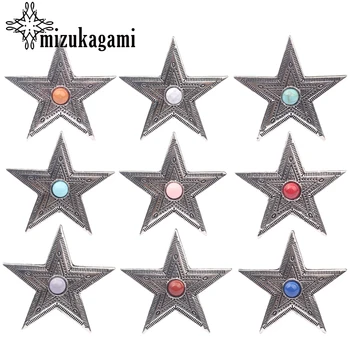 

3pcs/lot Zinc Alloy 40MM Stars Resin Stone Clothes Decorative CONCHO Buttons Charms Pendants DIY Hair Jewelry Accessories