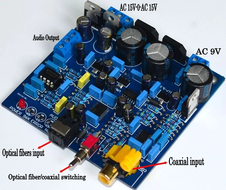 

AK4396+CS8416 DAC Digital Decoder 24bit 192khz Optical Fiber Coaxial Signal Input Stereo Audio Analog Output For Amplifier PC TV