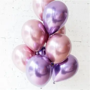 

10pcs 12 inch Chrome Metallic Round Latex Balloons Gold Silver Pink Wedding Market hotel Birthday Party Decor Helium Balloon