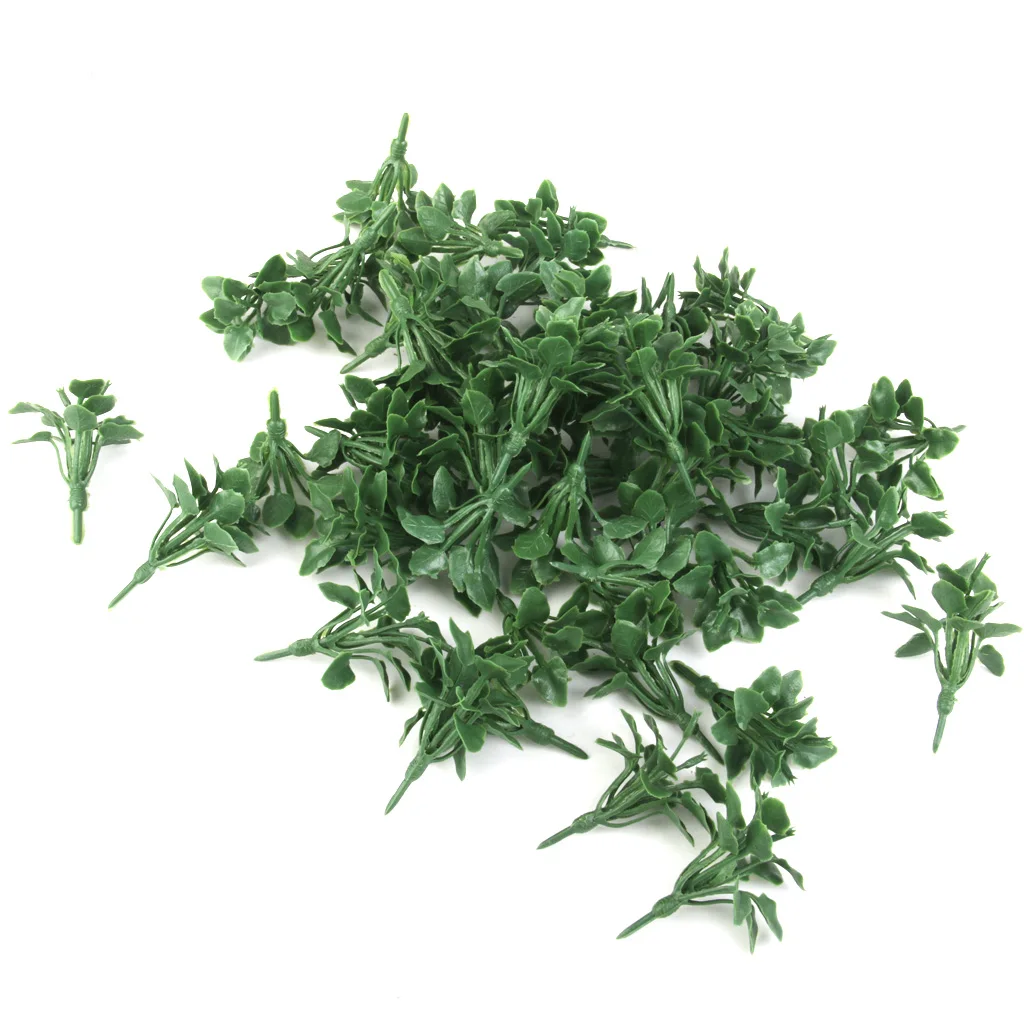 100x Mini Green Haert&Sword Shape Leaves Ground Grass Model Train Railway Layout Scenery HO OO Scale