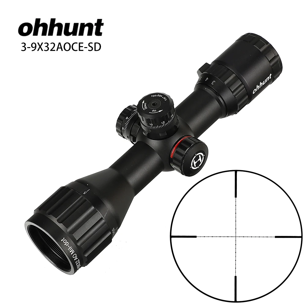 

ohhunt 3-9x32 AO Compact 1/2 Half Mil Dot Turrets Locking with Sun Shade Tactical Rifle Scope Hunting Reticle Riflescopes Optics