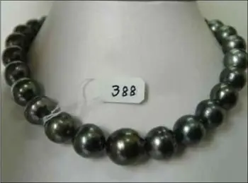 

wb Wholesale price NOBLEST RARE NATURAL 12-13MM SOUTH SEA BLACK PEARL NECKLACE #