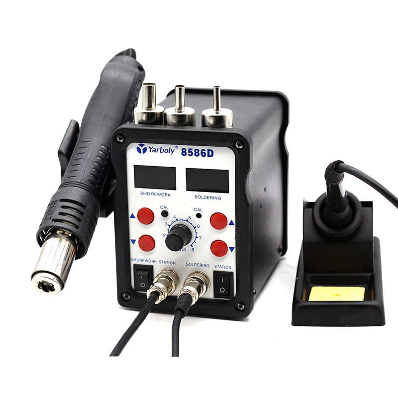 

8586D Double Digital Display 2 in1 Electric Soldering Irons +Hot Air Blowe Heat Gun Better SMD Rework Station Upgraded 8586